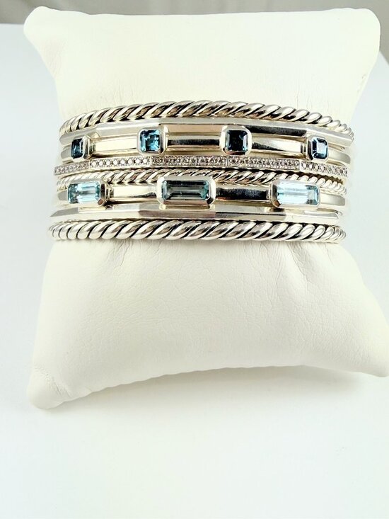 DAVID YURMAN Jewelry - DAVID YURMAN WIDE STAX DIAMOND TOPAZ BRACELET